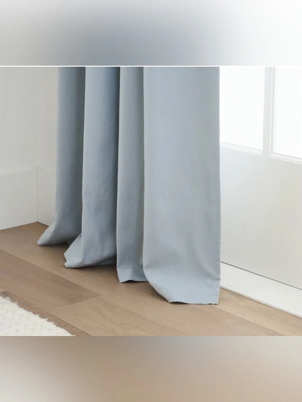 NWT SINGLE Pottery Barn Broadway Chambray Blue Blackout Curtain 50x84 in